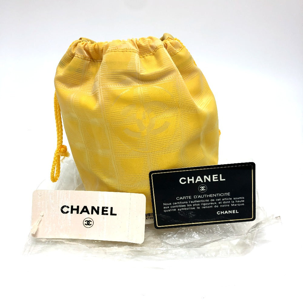 full front Chanel Drawsting Canvas Travel Line Pouch Yellow