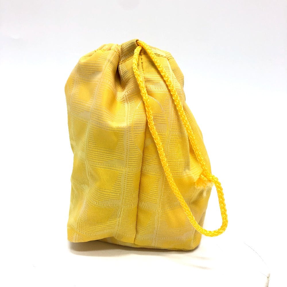 side Chanel Drawsting Canvas Travel Line Pouch Yellow