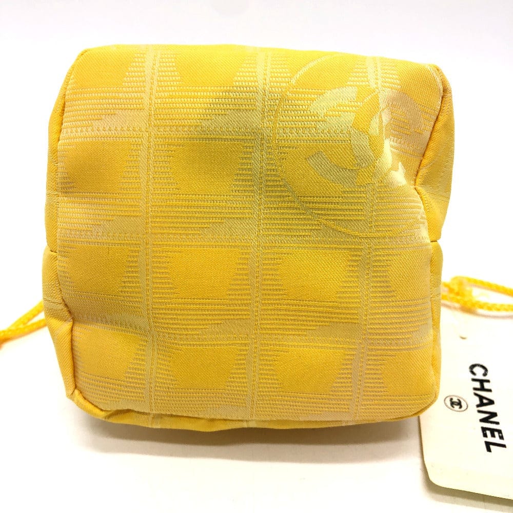 bottom Chanel Drawsting Canvas Travel Line Pouch Yellow