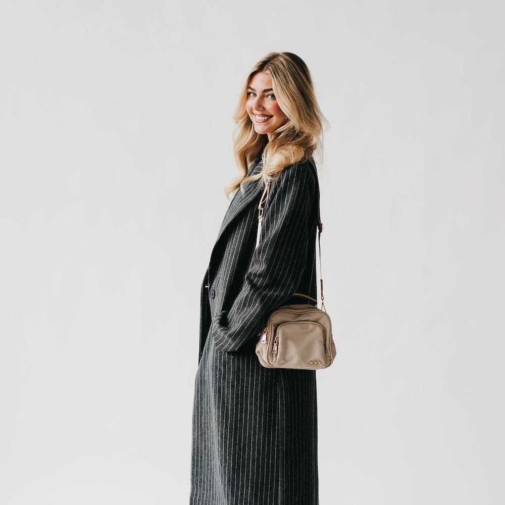 Nisha Nylon Crossbody Bag – Taupe | Lightweight Everyday Bag | Boutique | New Taupe