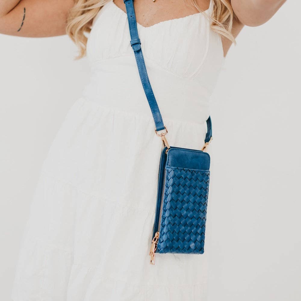 Woven Double Duty Phone Bag – Crossbody Wallet & Phone Holder, Cream | Boutique | New