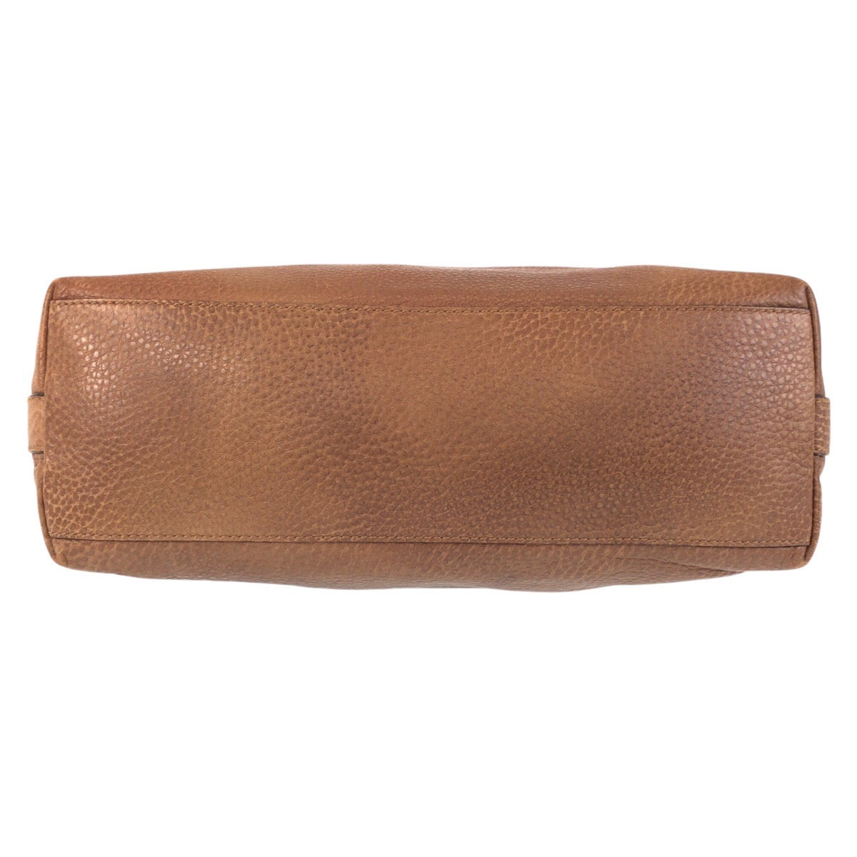 Brown leather clutch bag on a white background