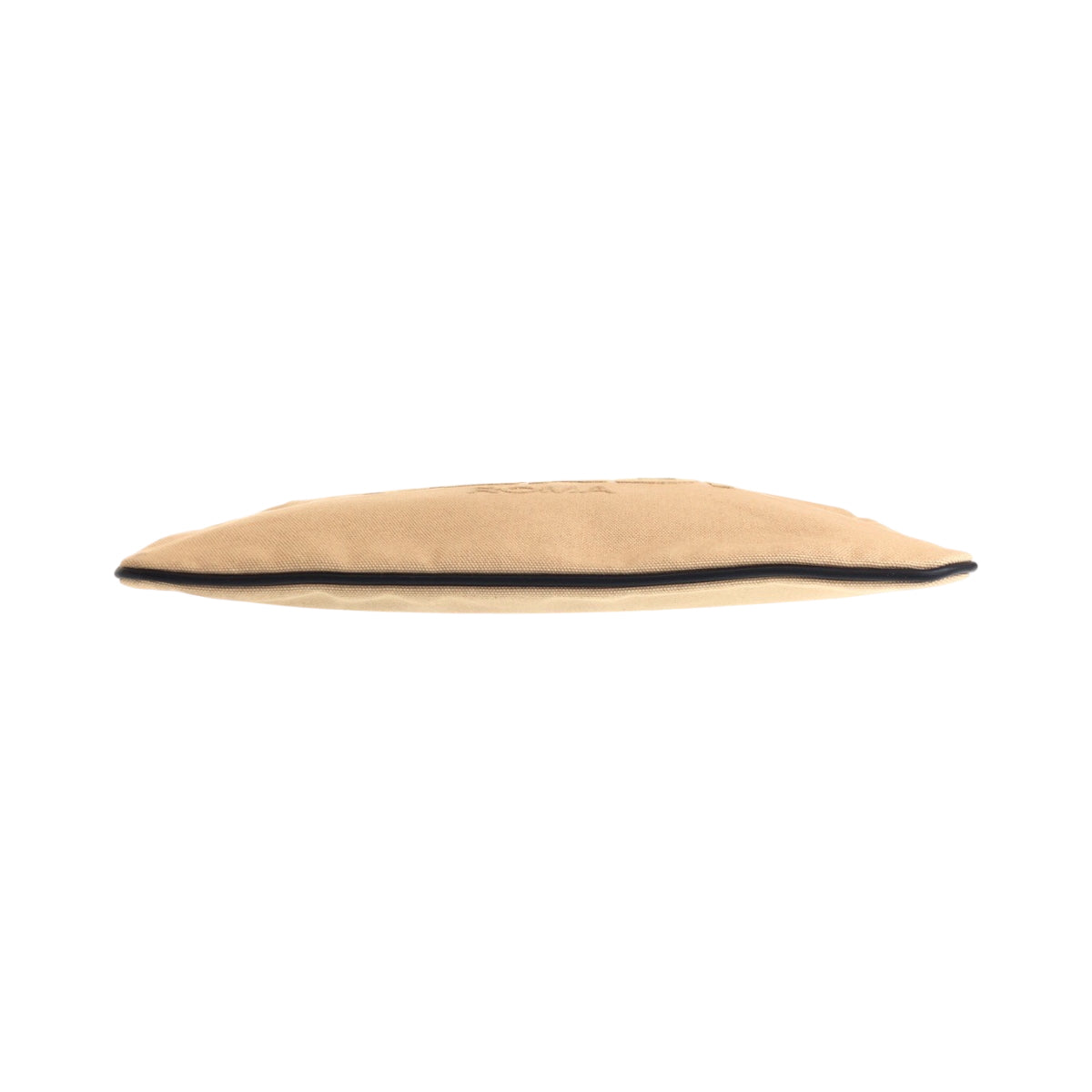 Beige pillow with a black stripe on a white background