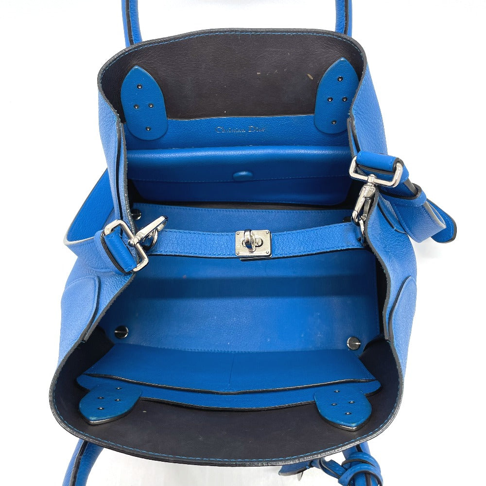 interior Christian Dior Grained Calfskin Large Open Bar Tote Blue