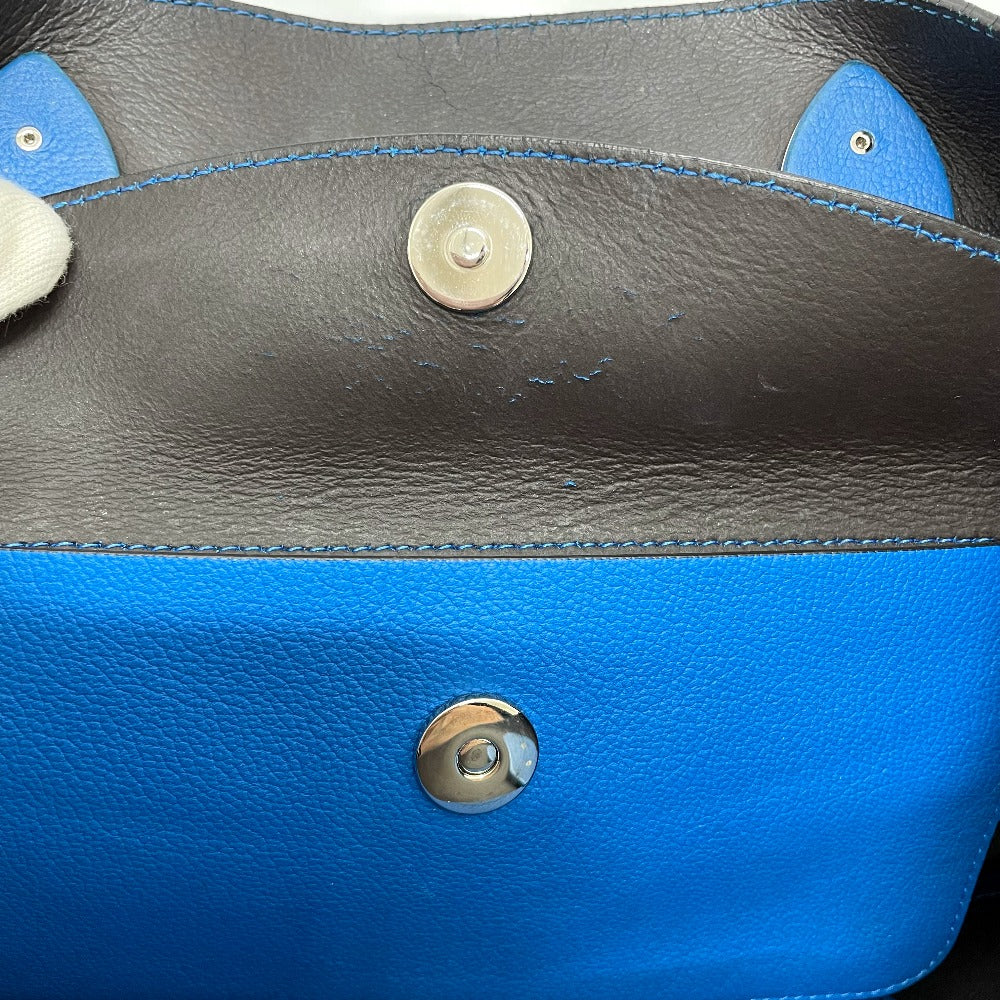interior pocket Christian Dior Grained Calfskin Large Open Bar Tote Blue