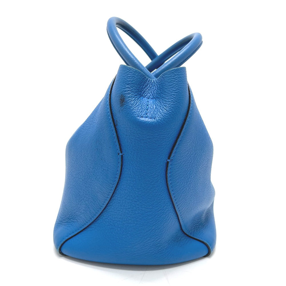 side Christian Dior Grained Calfskin Large Open Bar Tote Blue