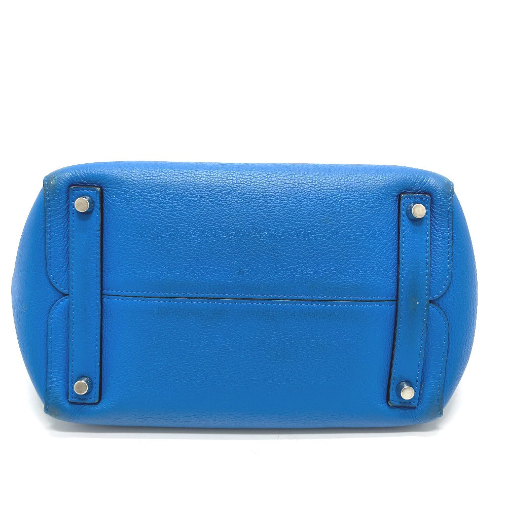 bottom Christian Dior Grained Calfskin Large Open Bar Tote Blue
