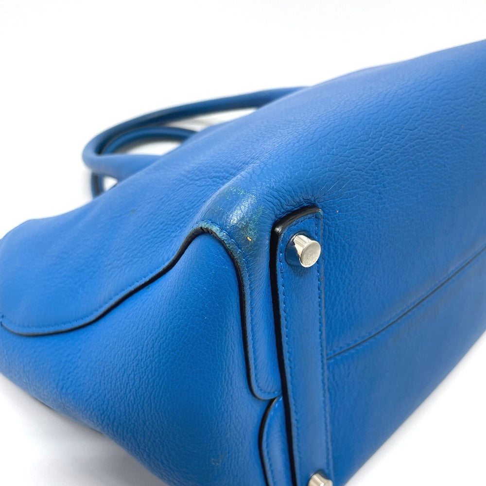 corner Christian Dior Grained Calfskin Large Open Bar Tote Blue