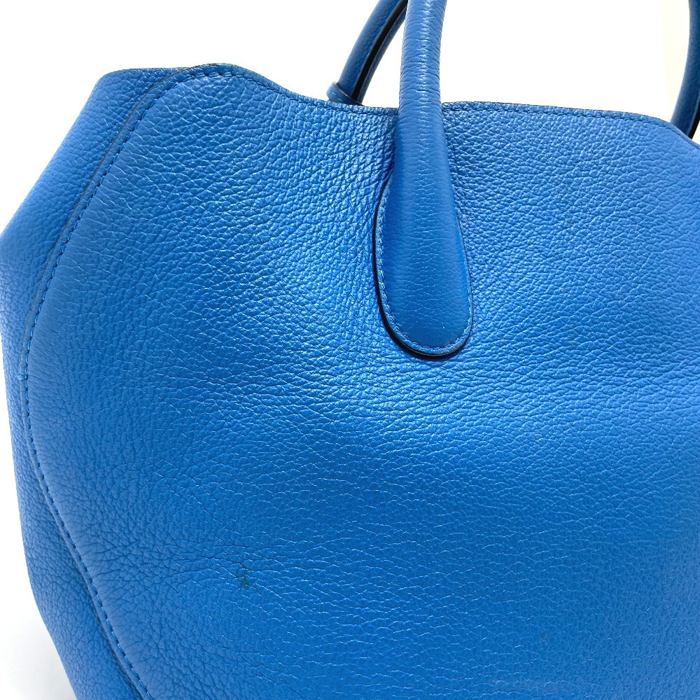 side Christian Dior Grained Calfskin Large Open Bar Tote Blue