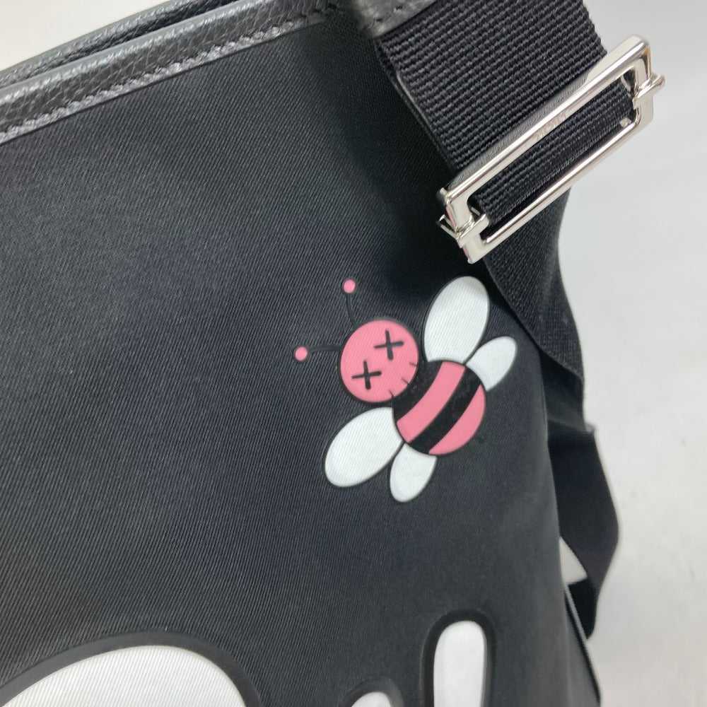 bee logo Christian Dior X KAWS Nylon and Calfskin Logo Bee Tote Black