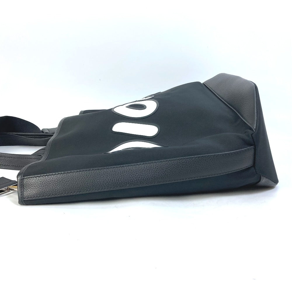 side two Christian Dior X KAWS Nylon and Calfskin Logo Bee Tote Black