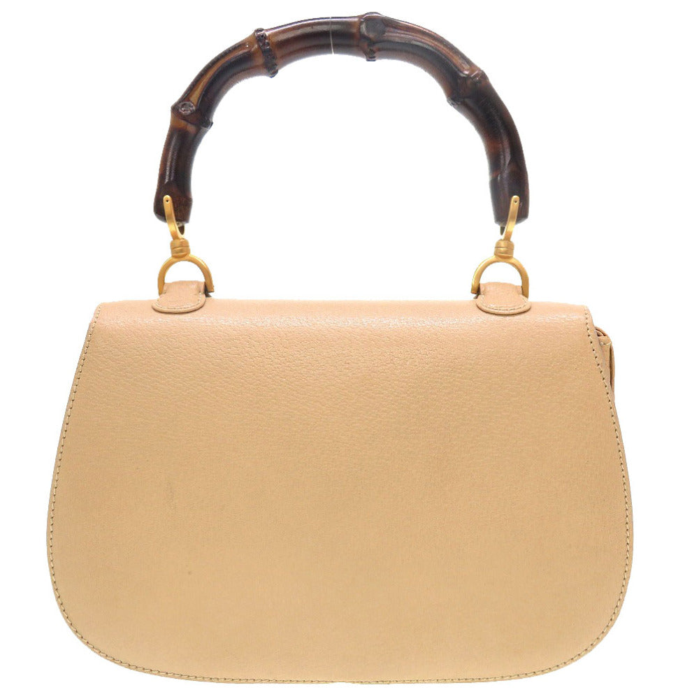 back Gucci Shangai Calfskin Classic Bamboo Small Tan