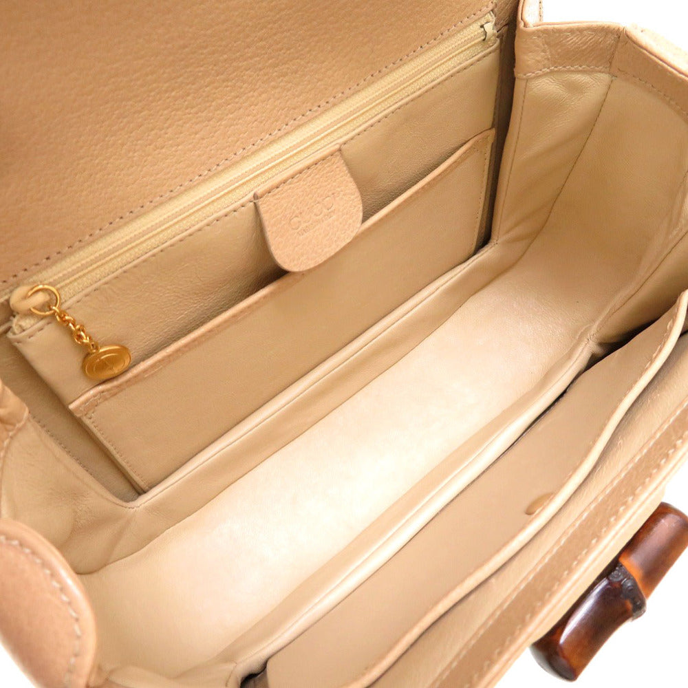 interior Gucci Shangai Calfskin Classic Bamboo Small Tan