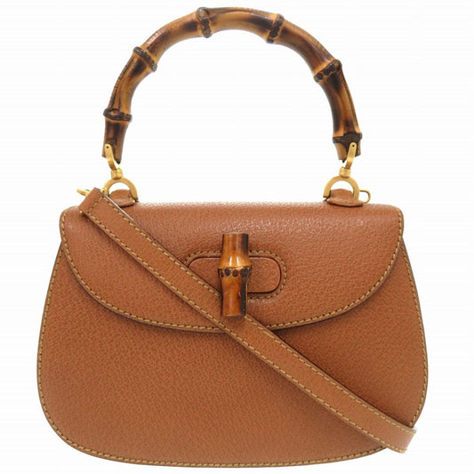 Gucci Camel Leather 2-Way Bamboo Handbag