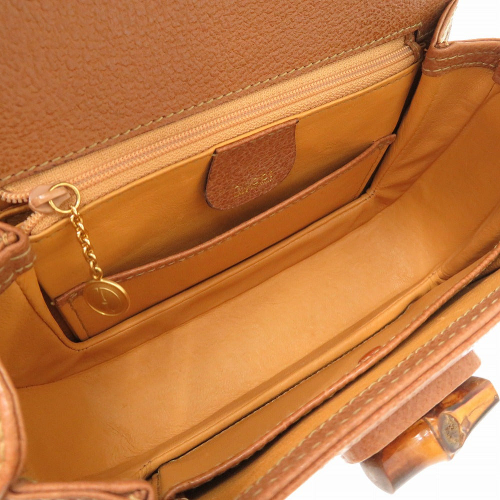 interior Gucci Camel Leather 2-Way Bamboo Handbag