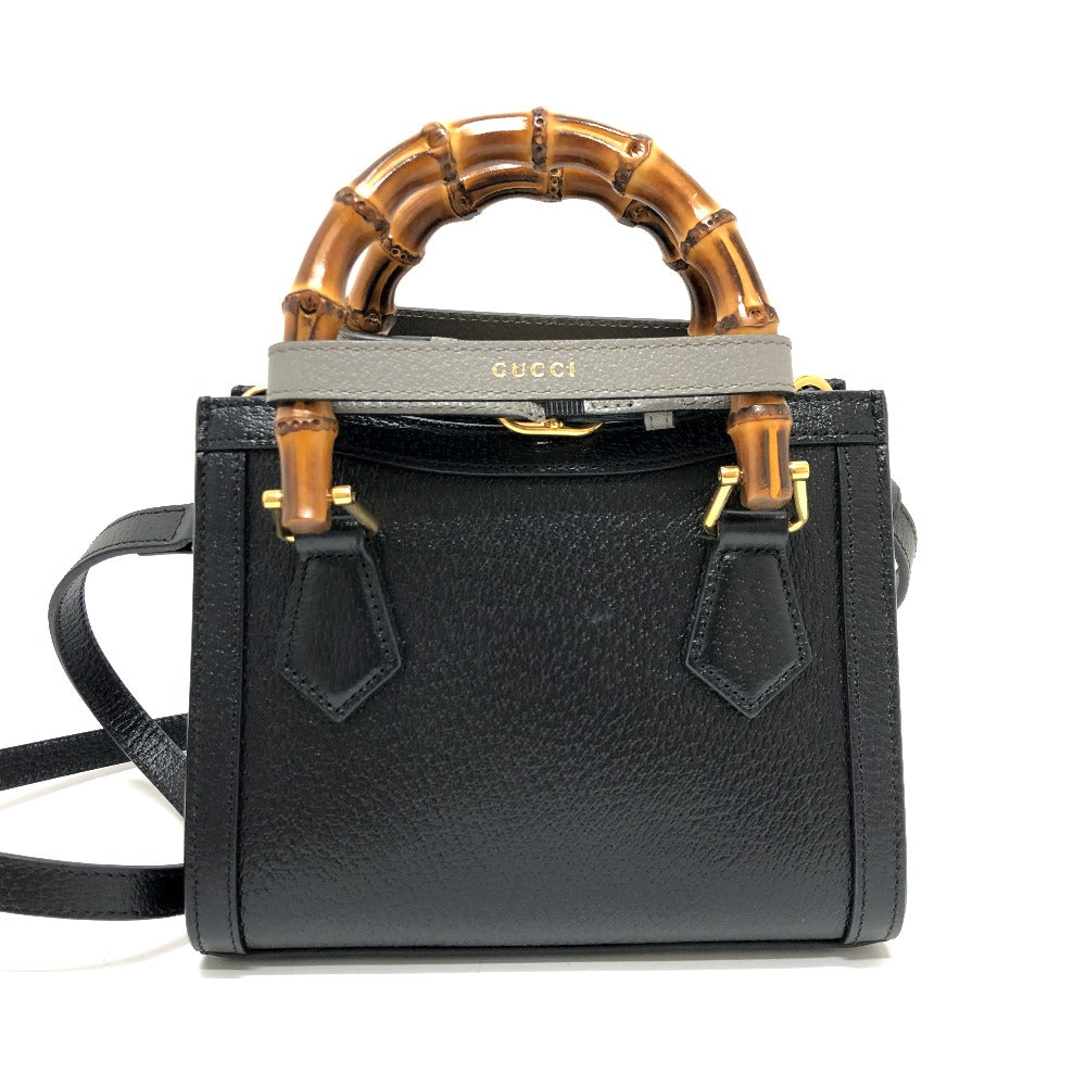 back Gucci Textured Dollar Calfskin Mini Diana Tote Black