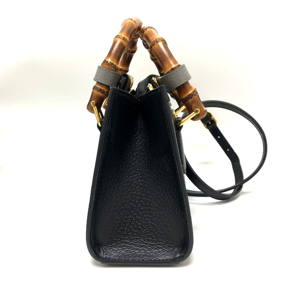 side Gucci Textured Dollar Calfskin Mini Diana Tote Black