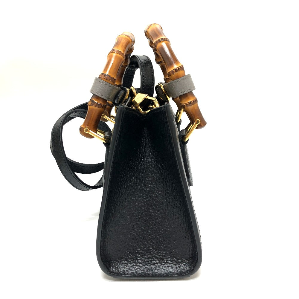 side Gucci Textured Dollar Calfskin Mini Diana Tote Black