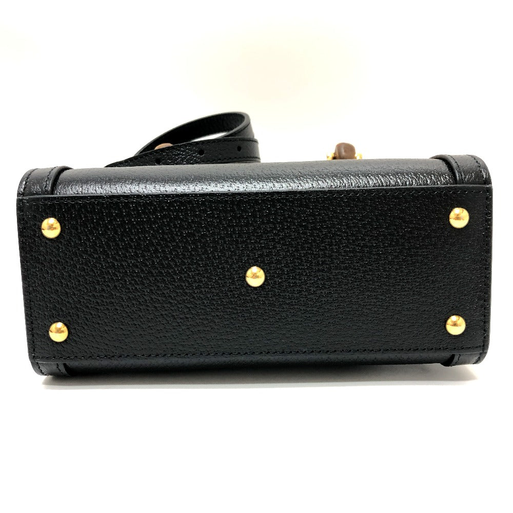 bottom Gucci Textured Dollar Calfskin Mini Diana Tote Black