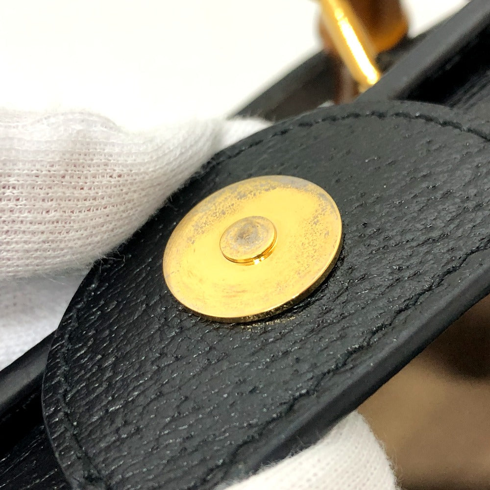 gold hardware Gucci Textured Dollar Calfskin Mini Diana Tote Black