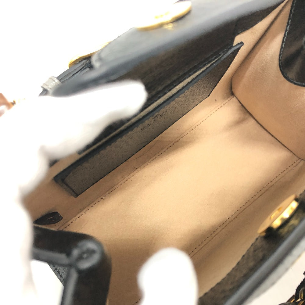 interior Gucci Textured Dollar Calfskin Mini Diana Tote Black