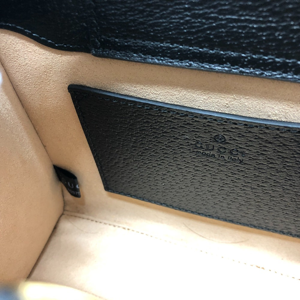 interior pocket Gucci Textured Dollar Calfskin Mini Diana Tote Black