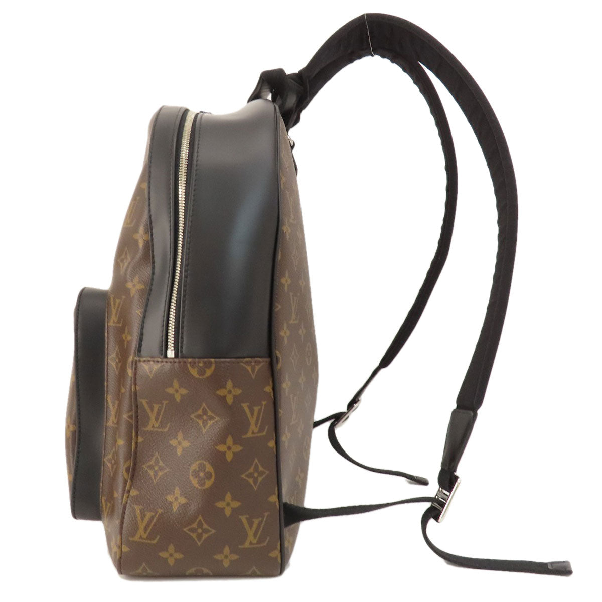 Backpack with brown monogram pattern on a white background