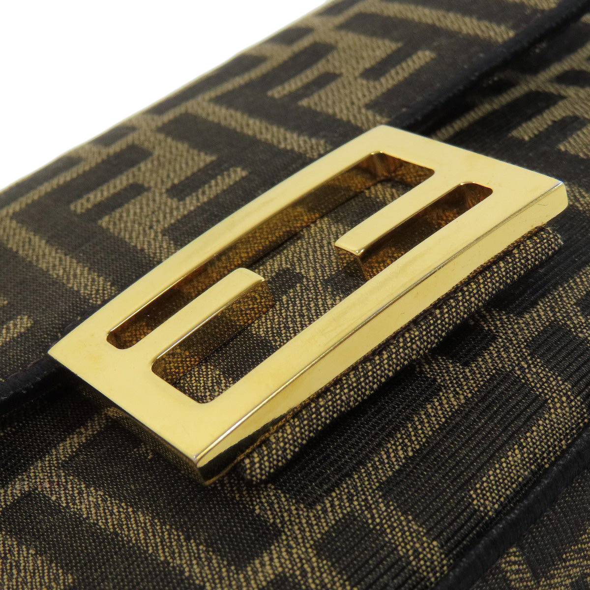 Gold belt buckle on a patterned belt