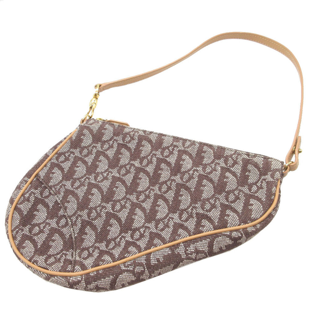 front Christian Dior Mini Saddle Pochette Brown Shoulder Bag