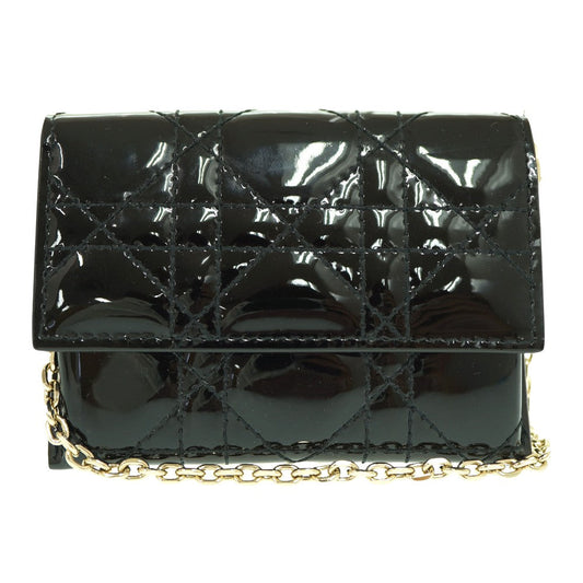 Christian Dior Nano Lady Dior Patent Leather Chain Pouch Black