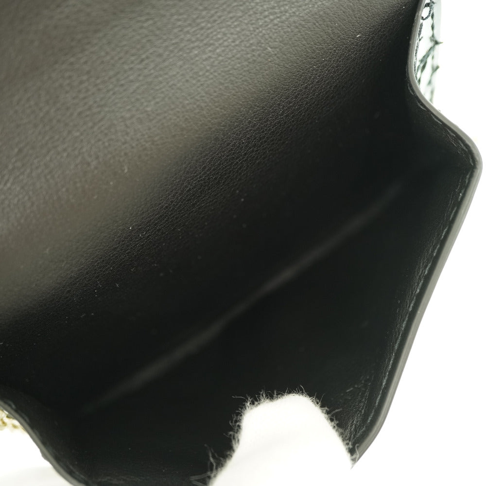 interior Christian Dior Nano Lady Dior Patent Leather Chain Pouch Black