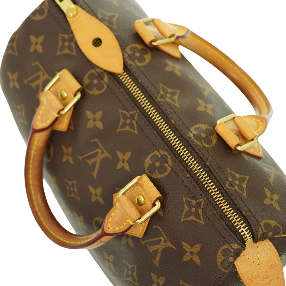 zipper top Louis Vuitton Monogram brown Canvas Speedy 25