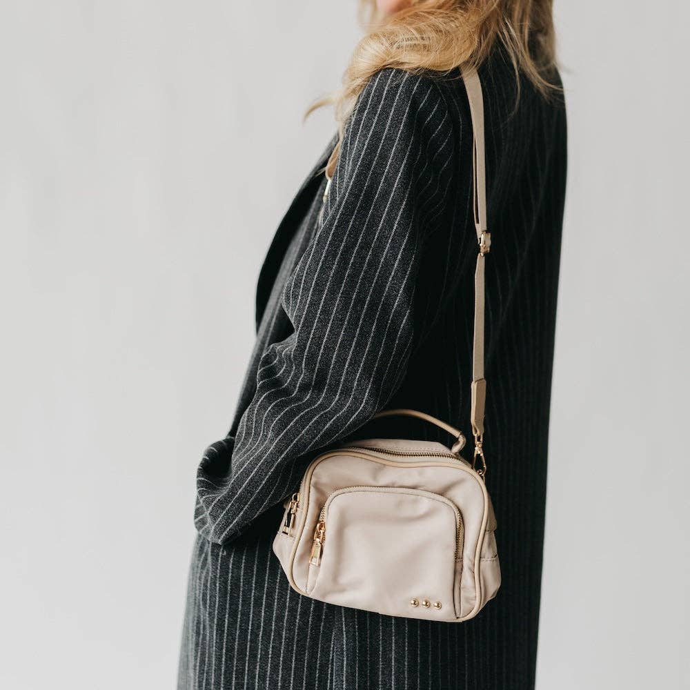Nisha Nylon Crossbody Bag – Taupe | Lightweight Everyday Bag | Boutique | New Taupe