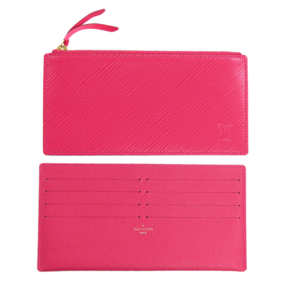 Pink wallet with a matching pouch on a white background