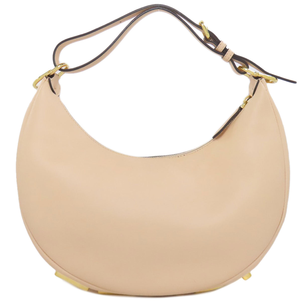 Beige handbag with a gold clasp on a white background