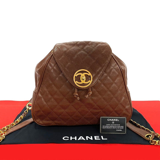 Chanel Coco Quilted Caviar Brown Backpack