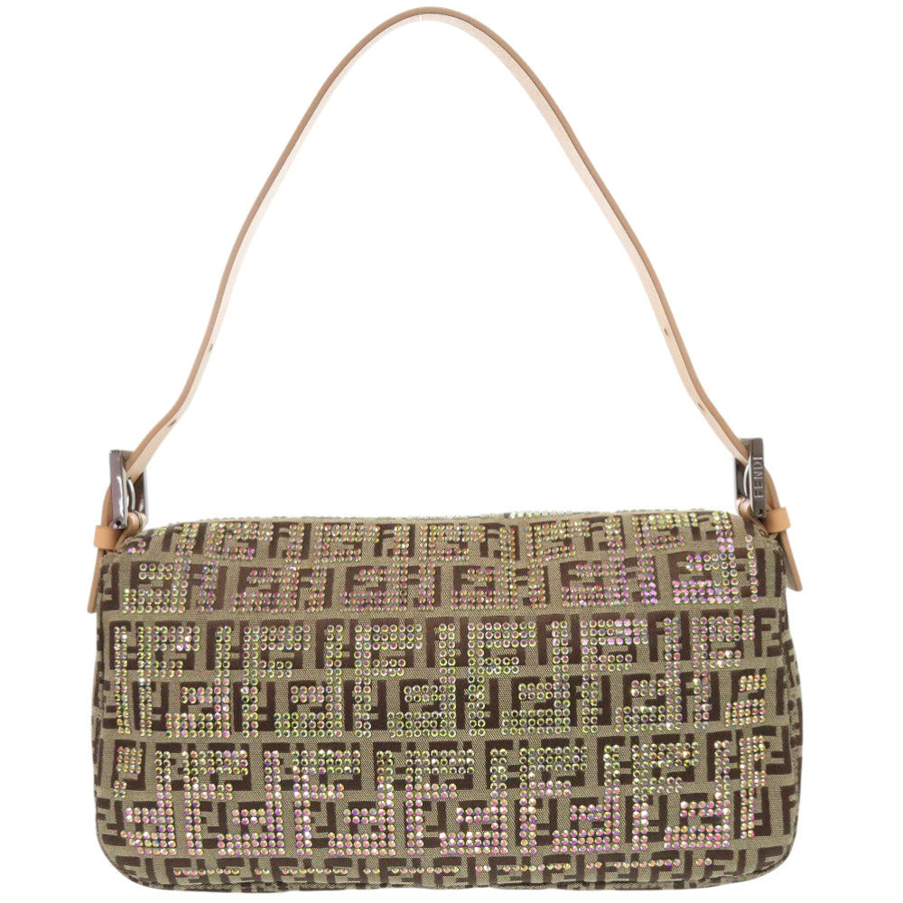 Patterned handbag with a strap on a white background