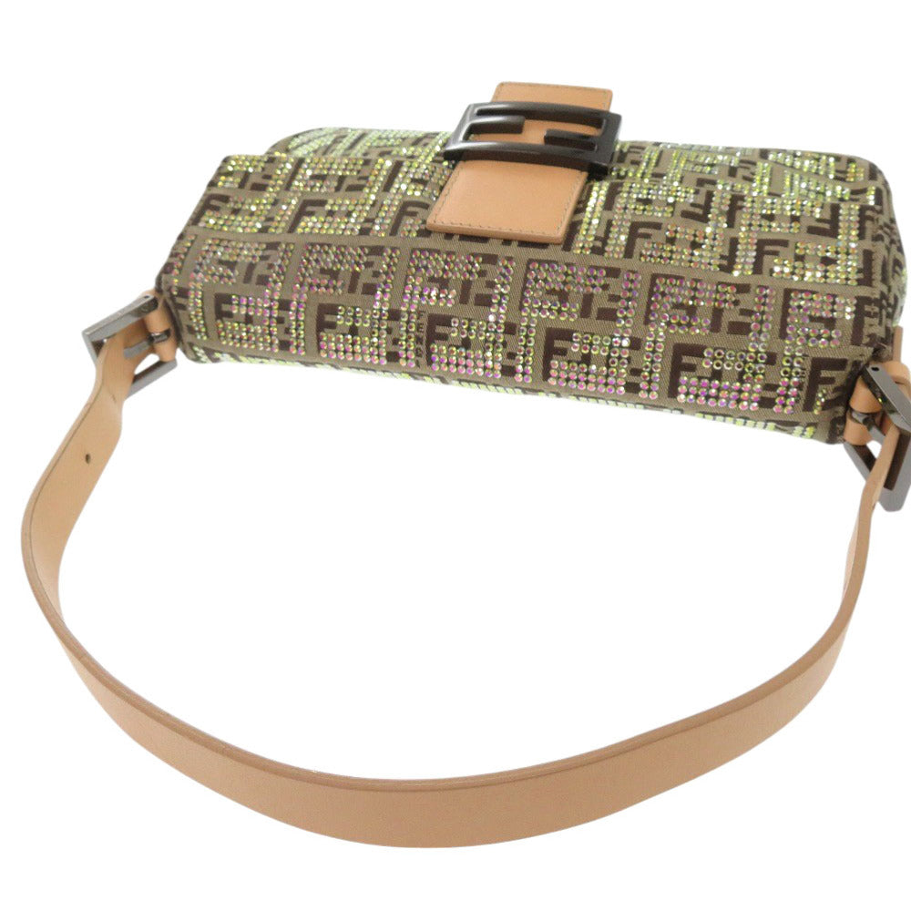 Patterned handbag with a strap on a white background