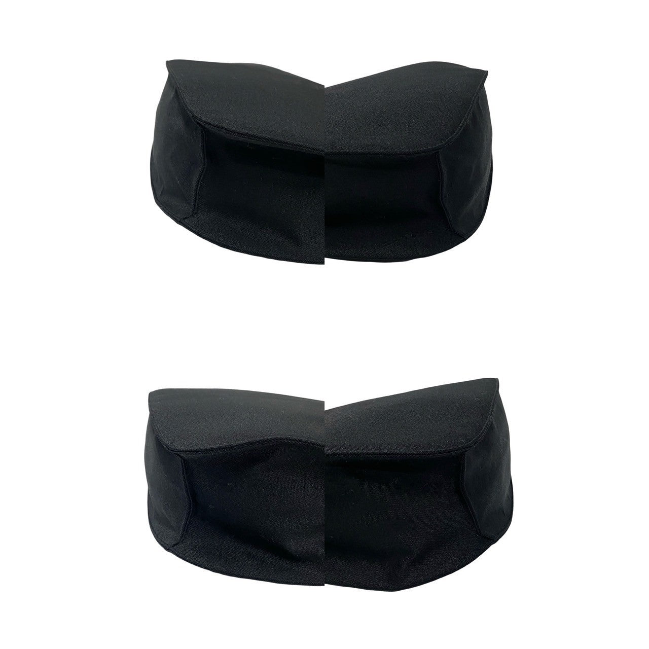 Two black bean bags on a white background