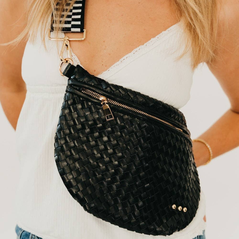 Westlyn Woven Bum Bag  | Vegan Leather | New Black