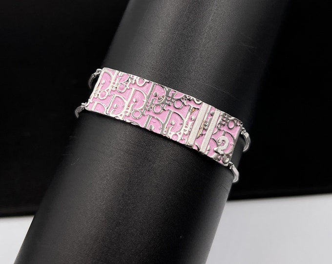 Pre-Loved Christian Dior Trotter Pink and Stainless Bracelet