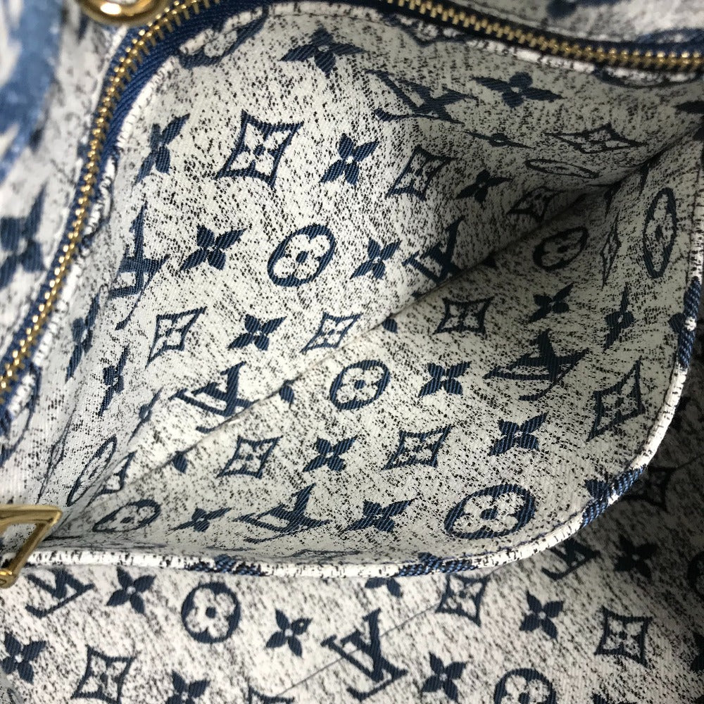Close-up of a Louis Vuitton handbag with monogram pattern
