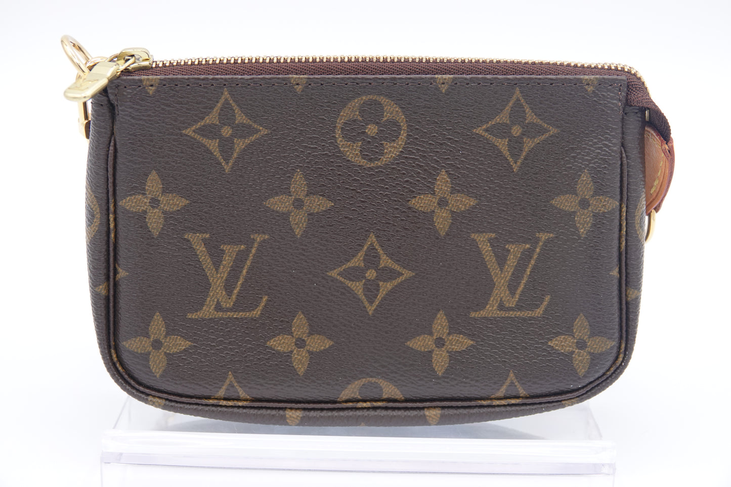 back Louis Vuitton brown canvas  Monogram Mini Pochette Accessories gold hardware