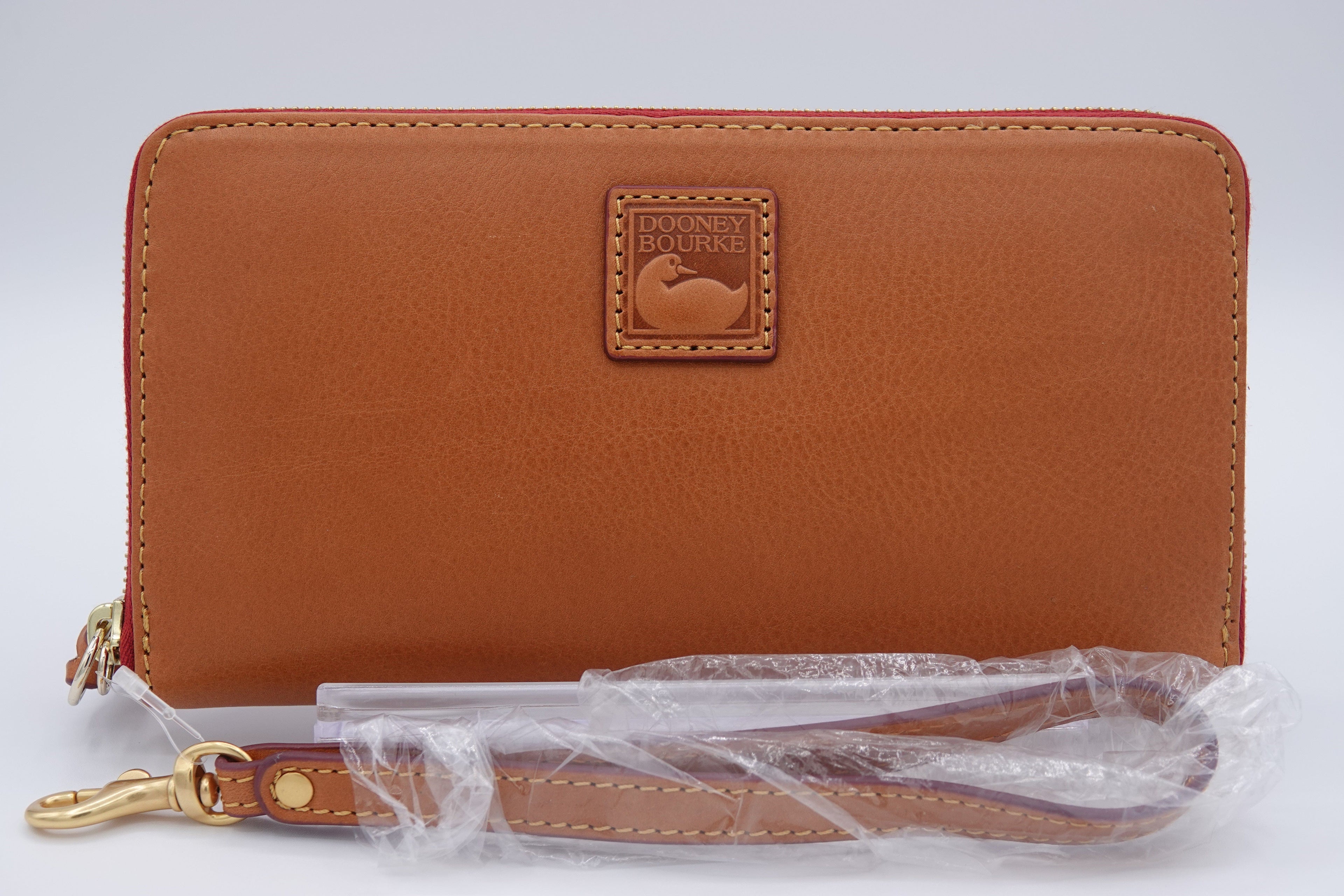 Dooney & Bourke Florentine Large Zip Around Wristlet Brown Cognac 