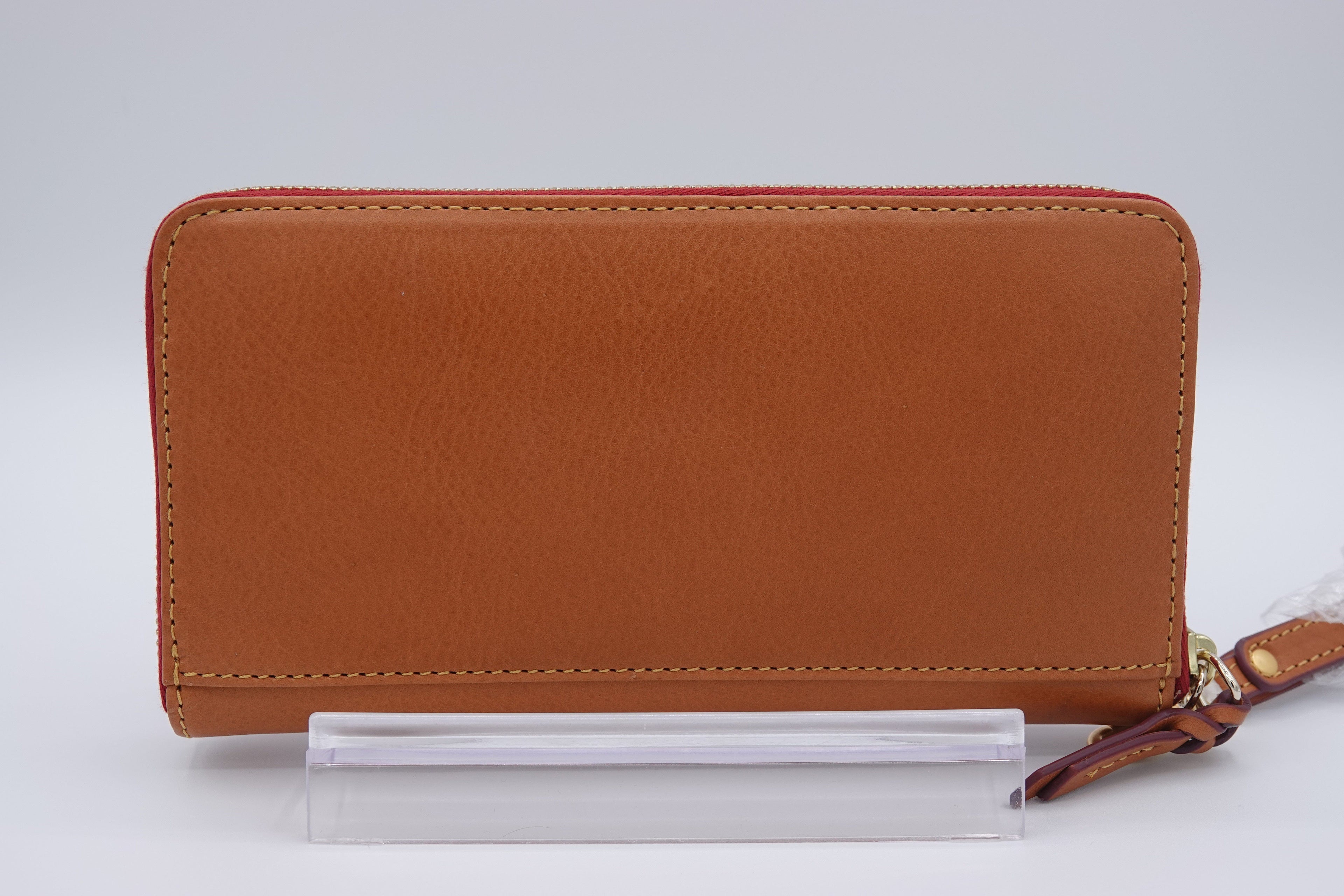 back Dooney & Bourke Florentine Large Zip Around Wristlet Brown Cognac