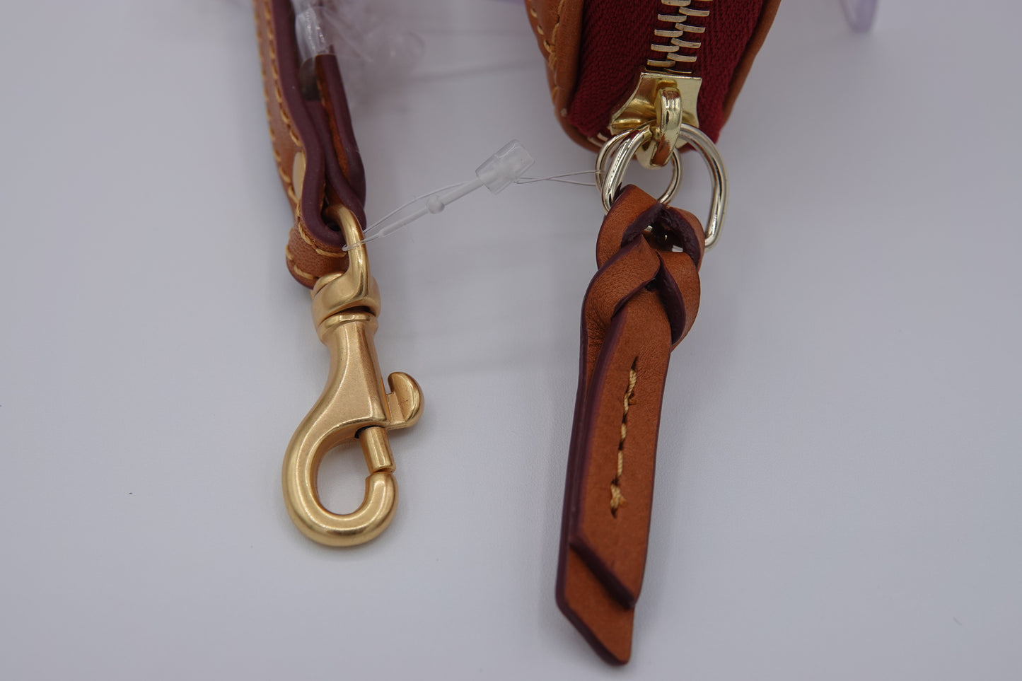 clasp Dooney & Bourke Florentine Large Zip Around Wristlet Brown Cognac