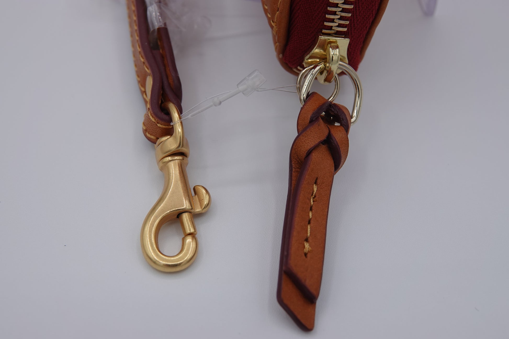 clasp Dooney & Bourke Florentine Large Zip Around Wristlet Brown Cognac