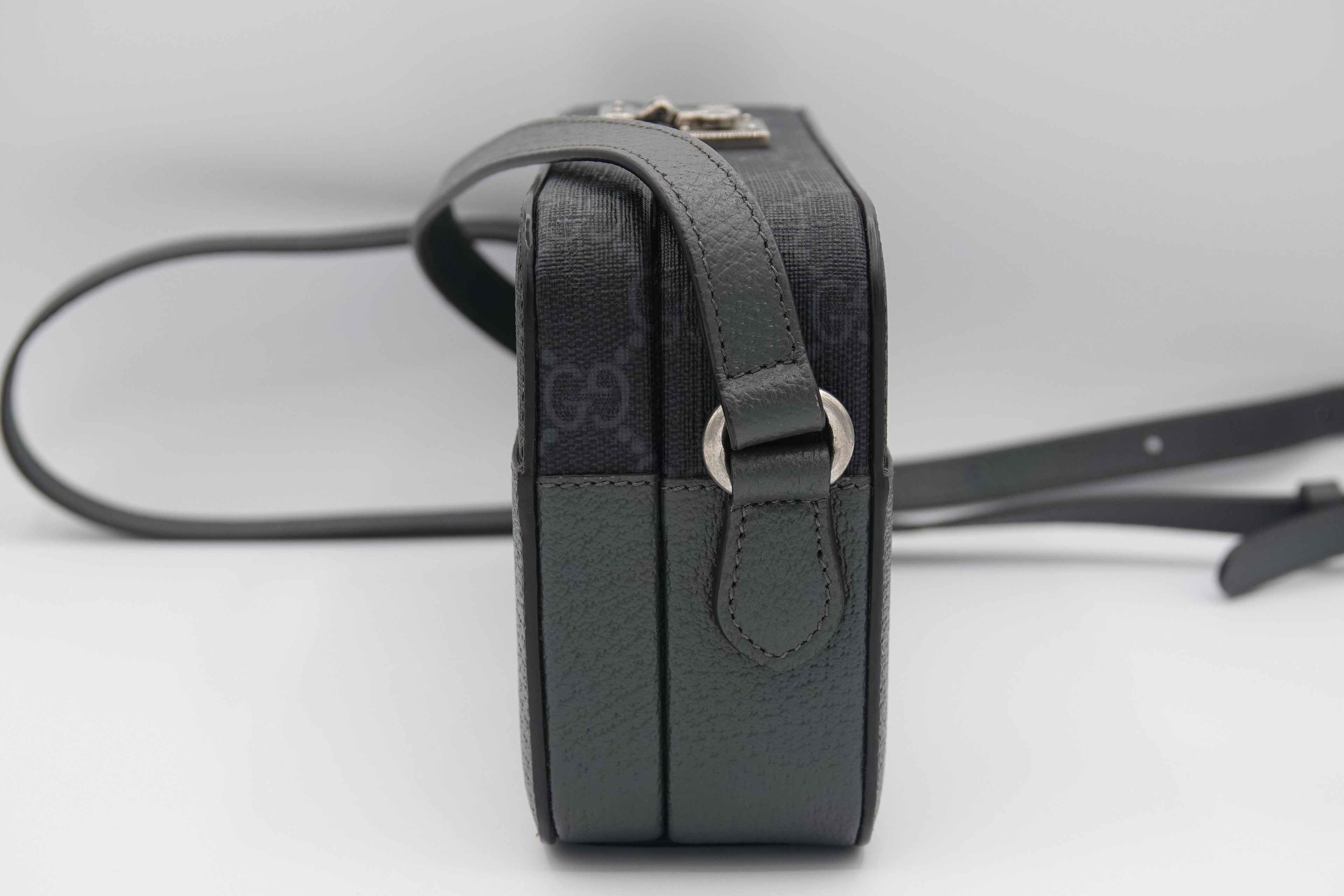 side Gucci GG Supreme Monogram Mini New Basket Box Bag