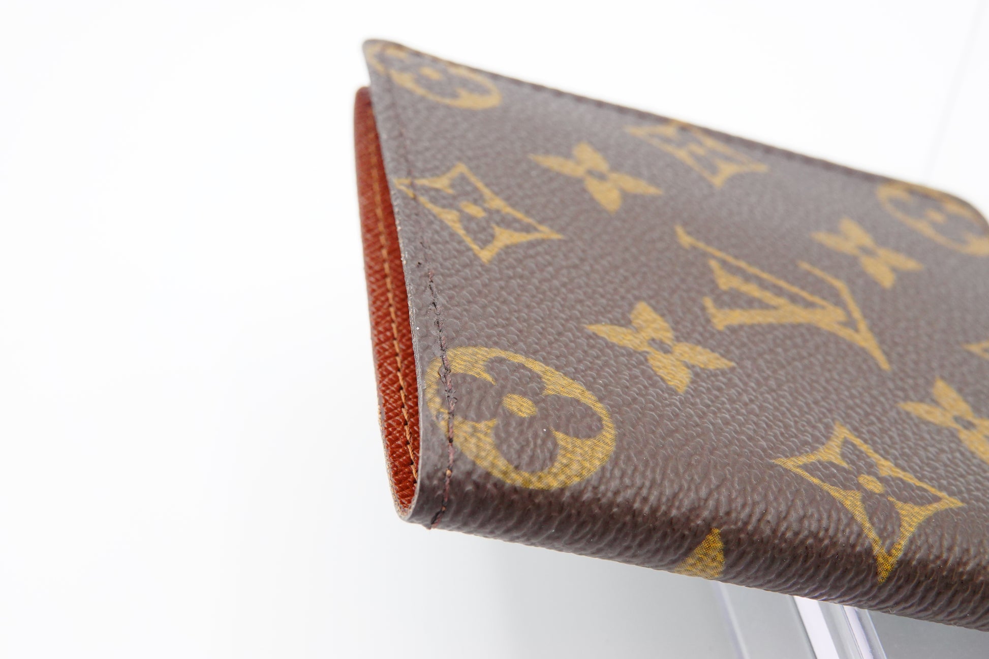 corner Louis Vuitton Brown Canvas Monogram BiFold Mens Wallet