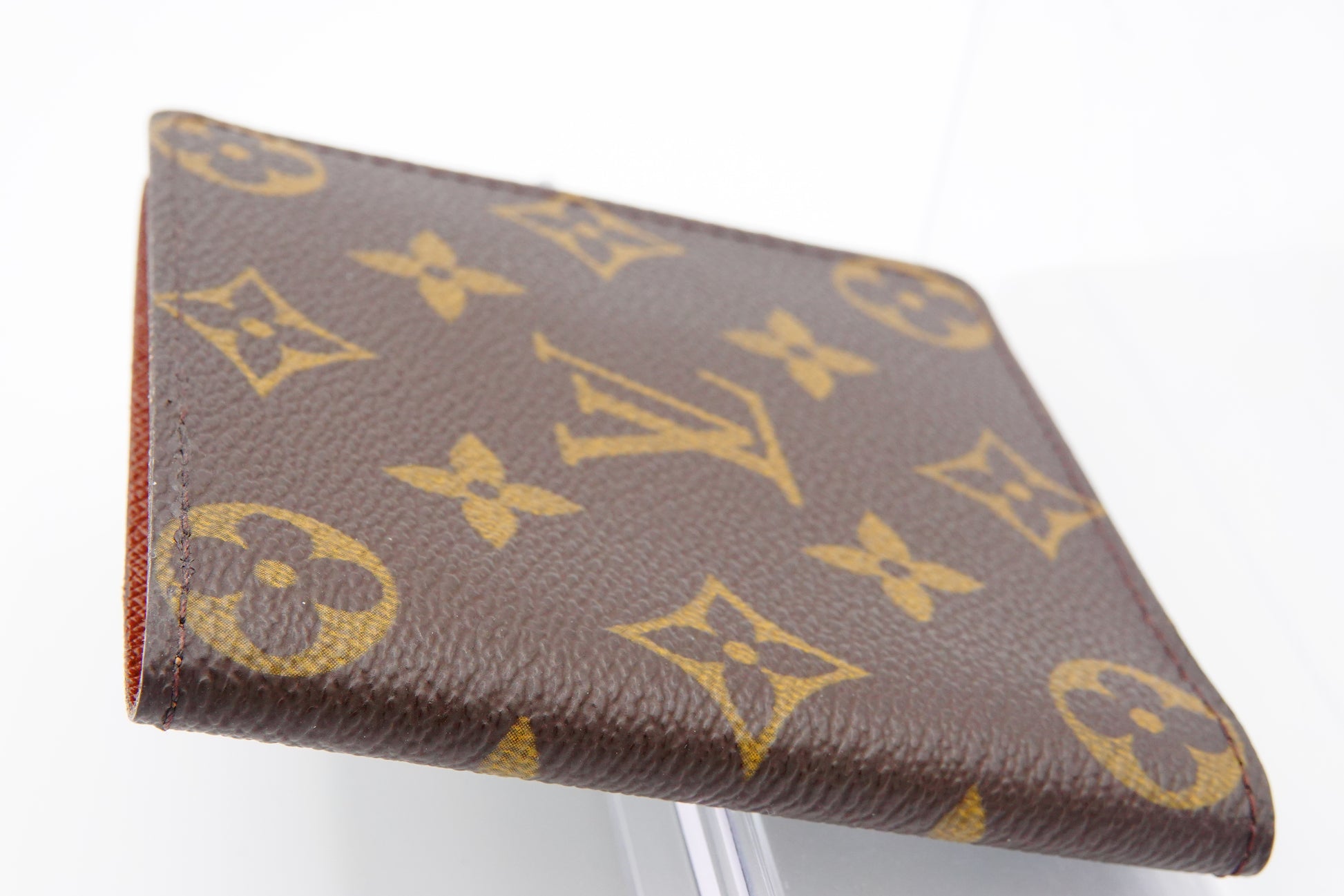 full side Louis Vuitton Brown Canvas Monogram BiFold Mens Wallet